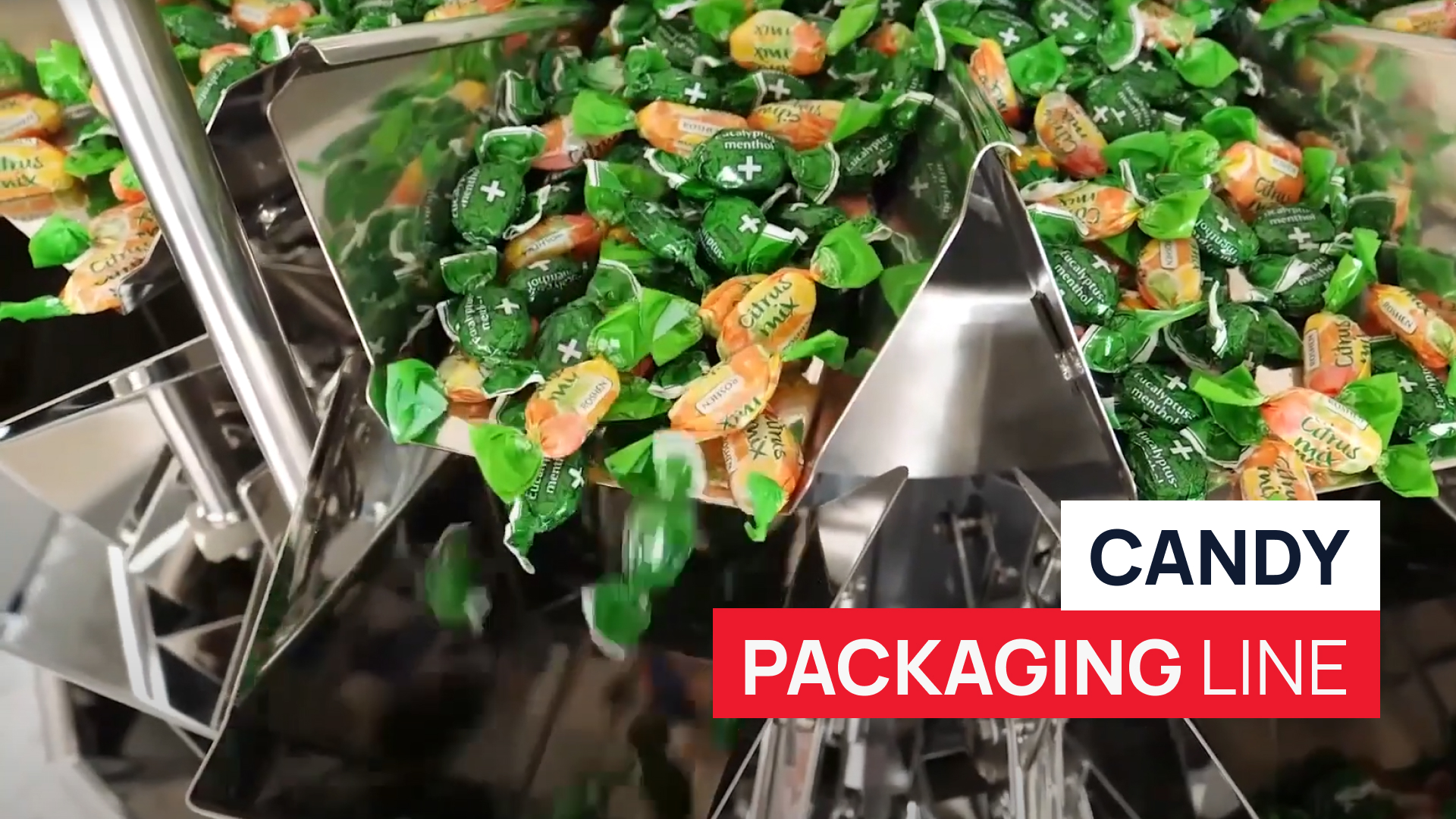 Candies packaging line with continuous vertical cartoning machine Basis